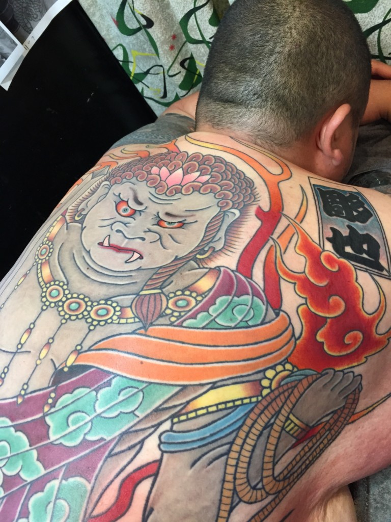 不動明王の刺青 和彫り タトゥー 男性 NINE STATE DESIGN 大阪 日本橋 タトゥースタジオ Osaka Tattoo 刺青 和彫り タトゥー