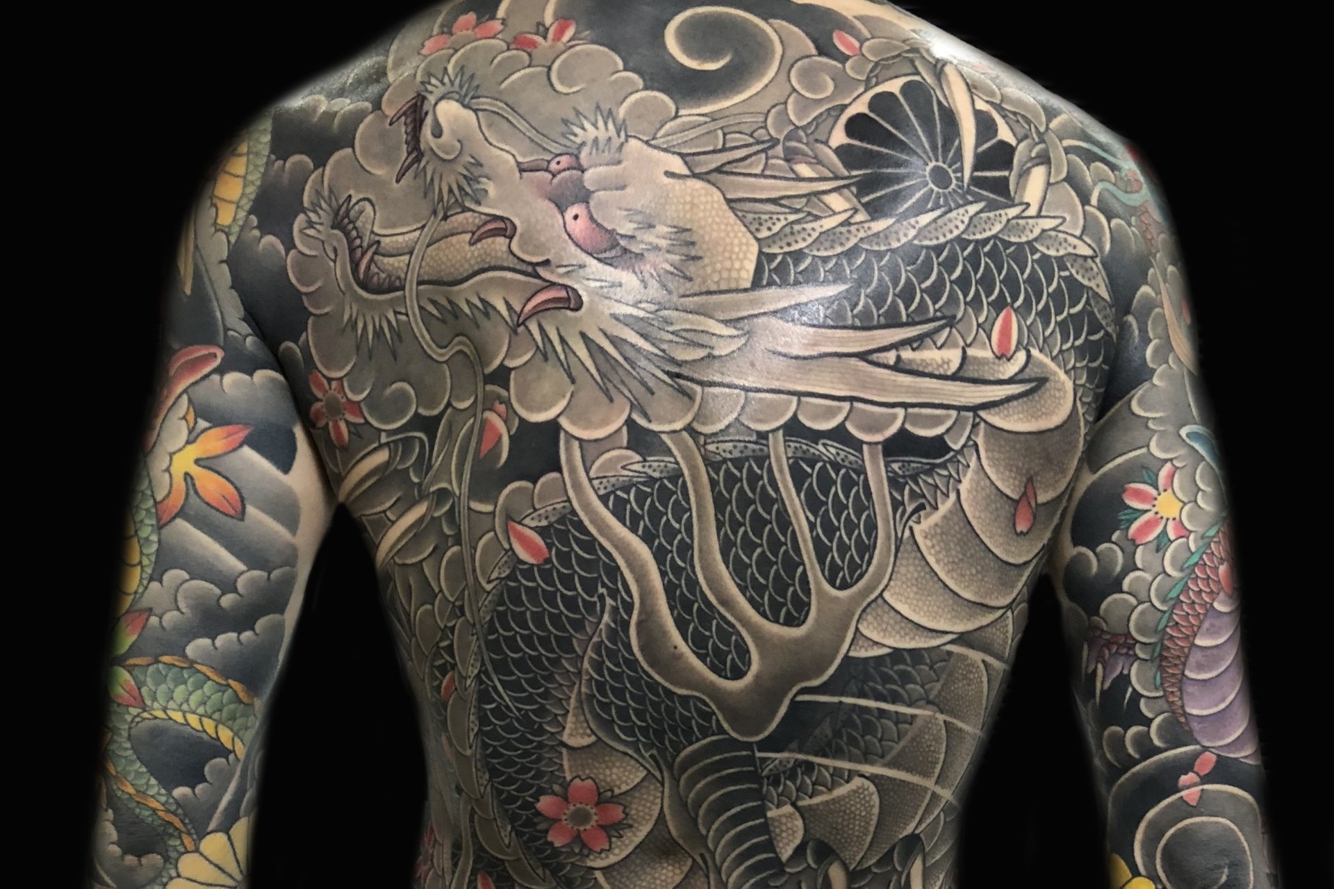 ビンテージデニム 92cm ドラゴン 竜龍 刺青 彫師 和入墨文身和柄TATTO